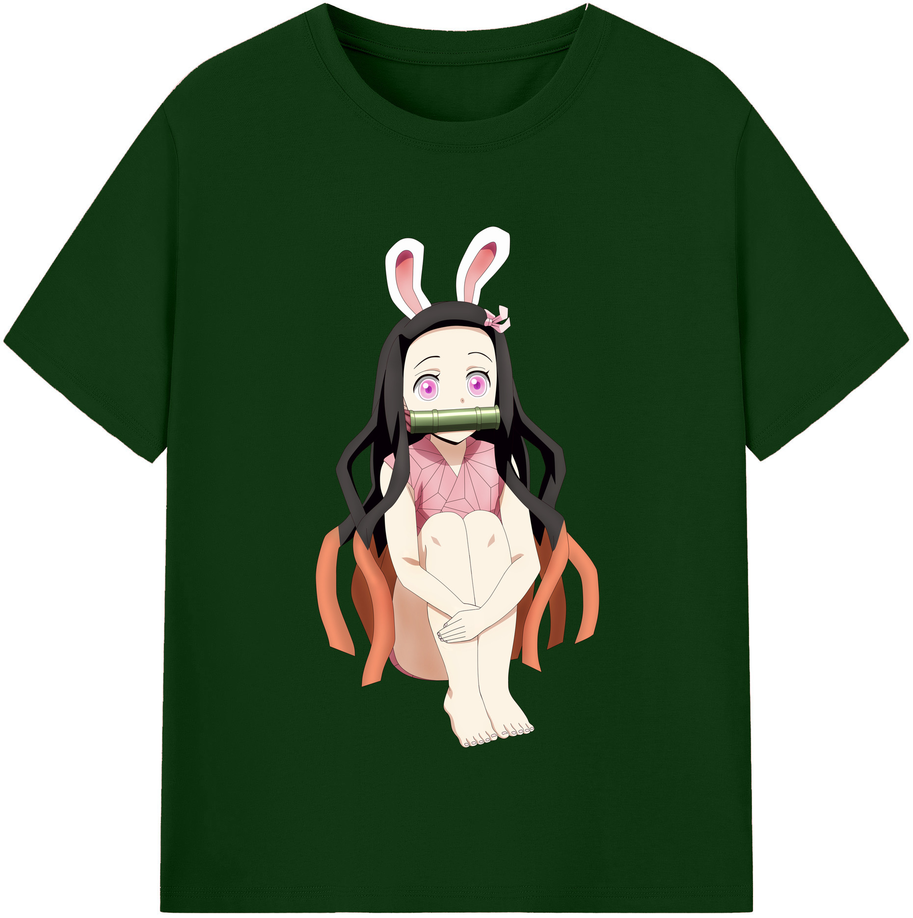 （画像用） 鬼滅の刃（きめつのやいば）竈門 禰󠄀豆子／かまど ねずこ Kamado Nezuko 綿100％半袖Tシャツ（フロントプリント）